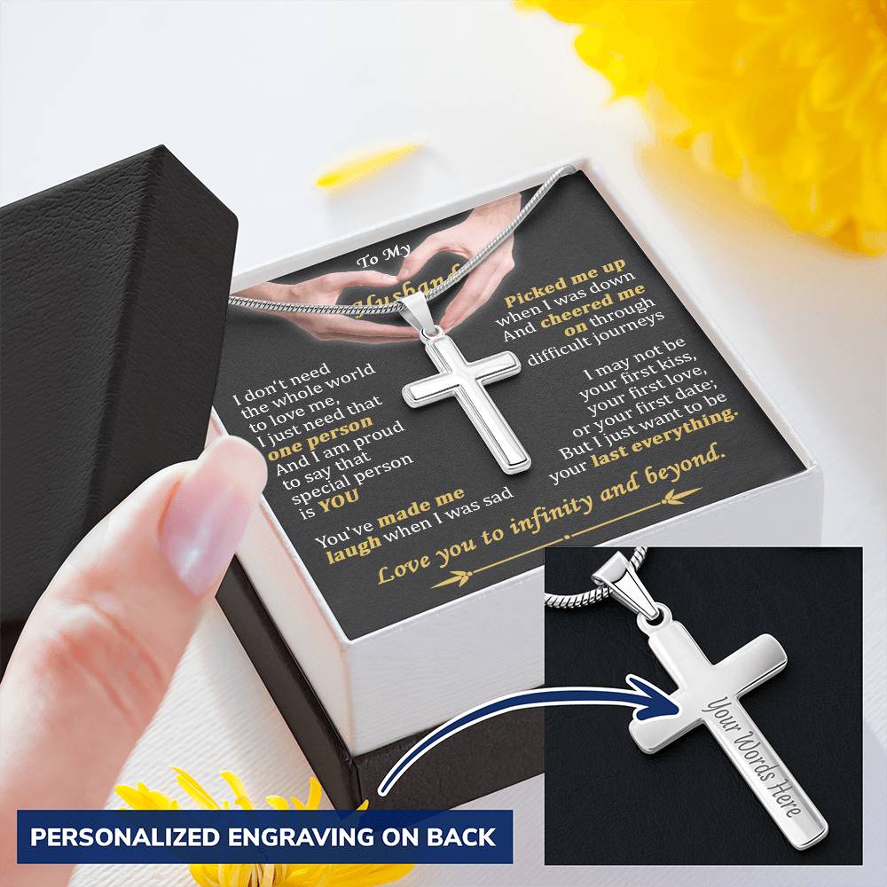 For Husband - When I Was Sad - Cross Customize Engraved Cross Necklace