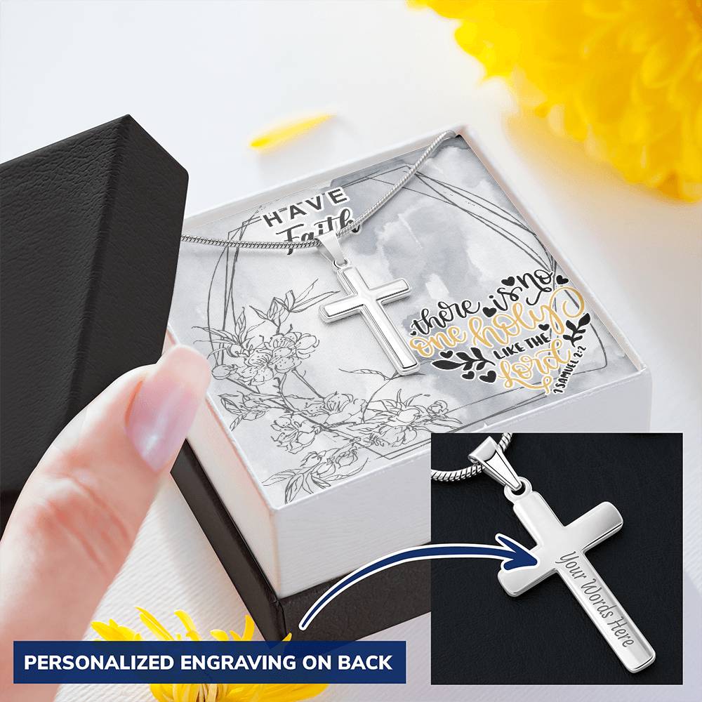 Dad To Son Gifts - There Is No One Holy Like The Lord Customize Engraved Cross Necklace