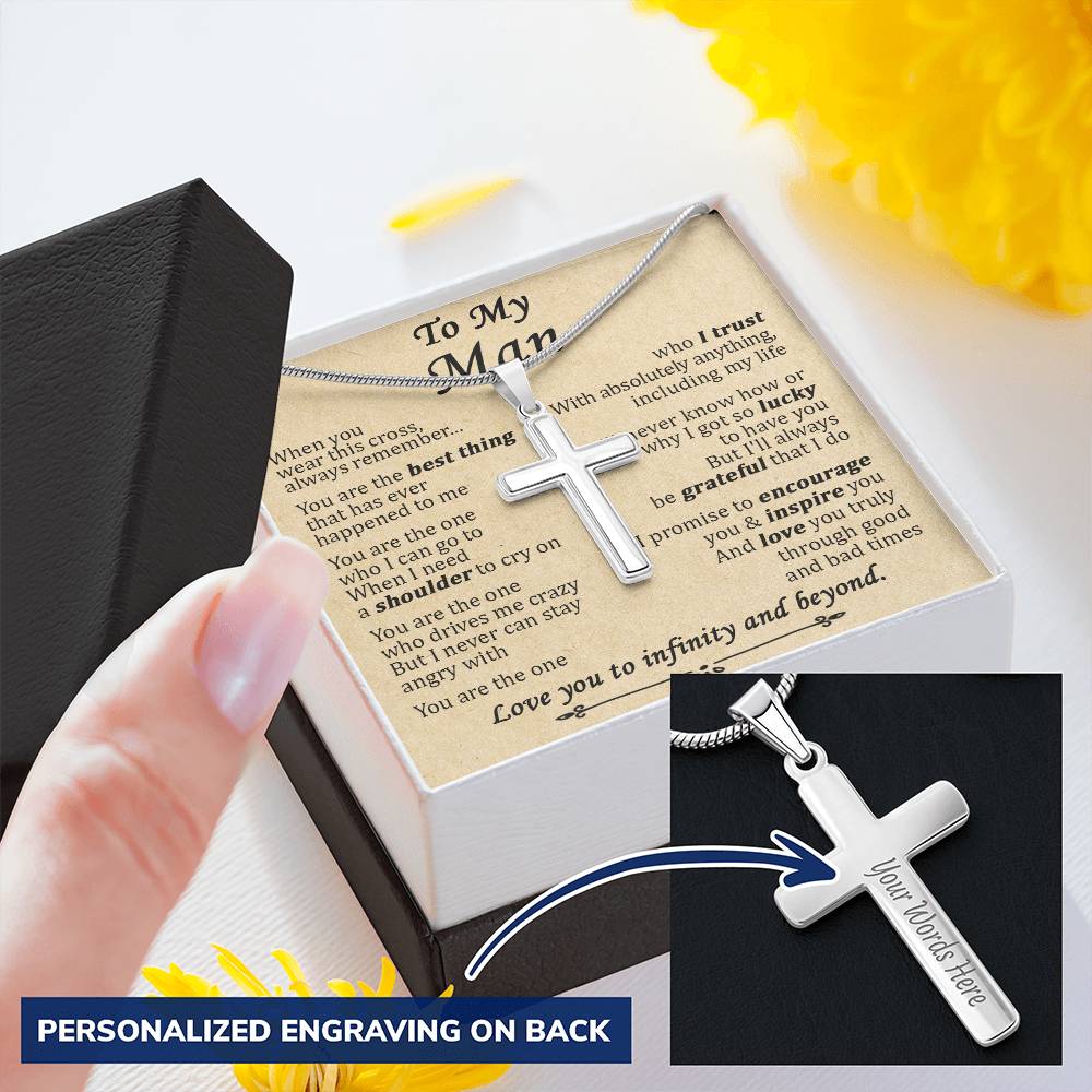 For Your Man - When I Need A Shoulder - Cross Customize Engraved Cross Necklace