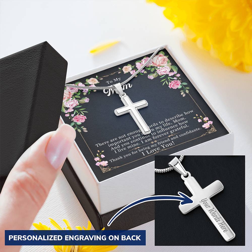 Cross Necklace Gift To My Mom Cross Gift For Mombirthday Gift Gift From Sonnecklace Gift Gods Gift God Bless You Customize Engraved Cross Necklace