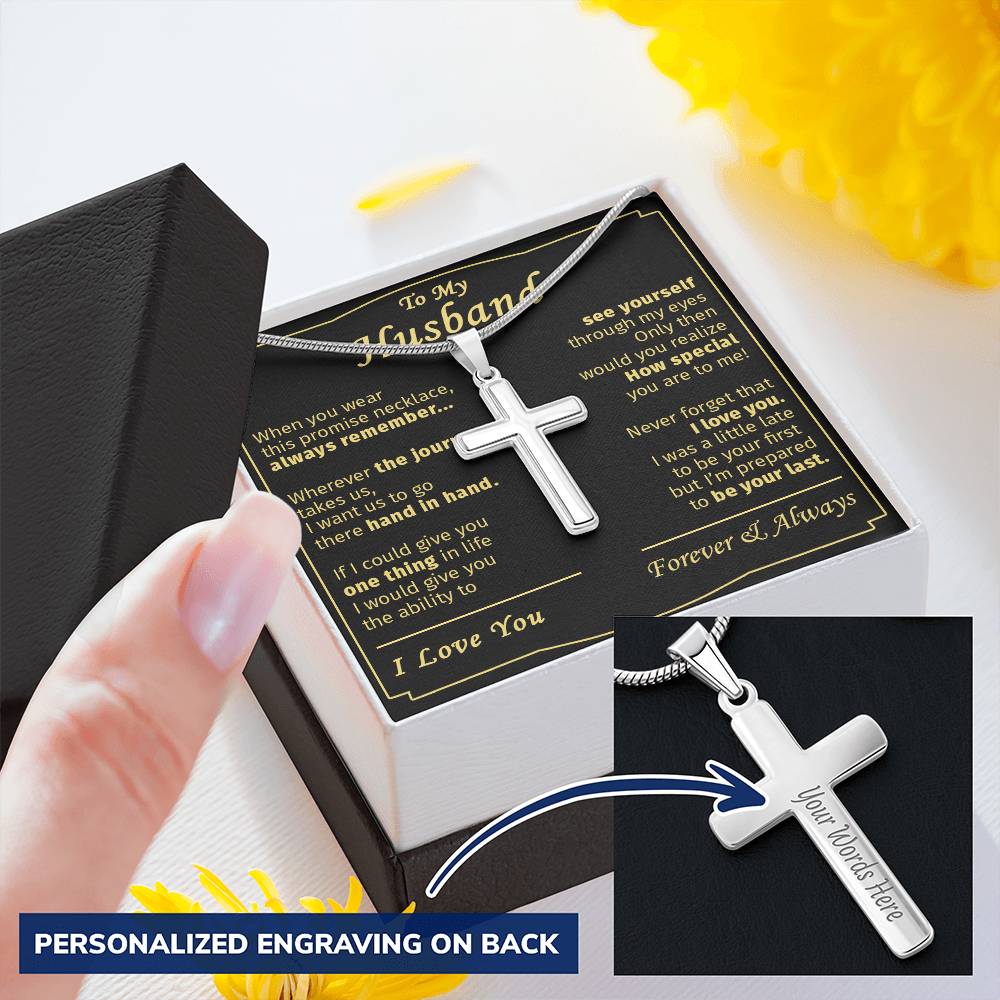 Gift For Husband - Remember - Cross 1 Customize Engraved Cross Necklace