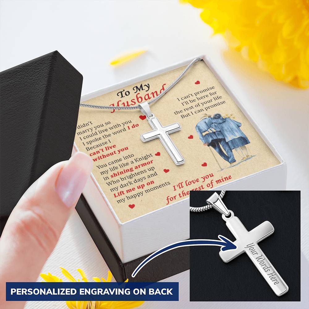 For Husband - Shining Armor - Cross Customize Engraved Cross Necklace