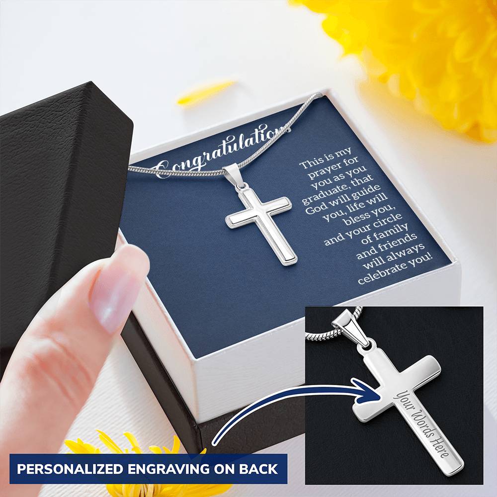 Customised Name Pendant In A Cross For Graduating Best Friend Customize Engraved Cross Necklace