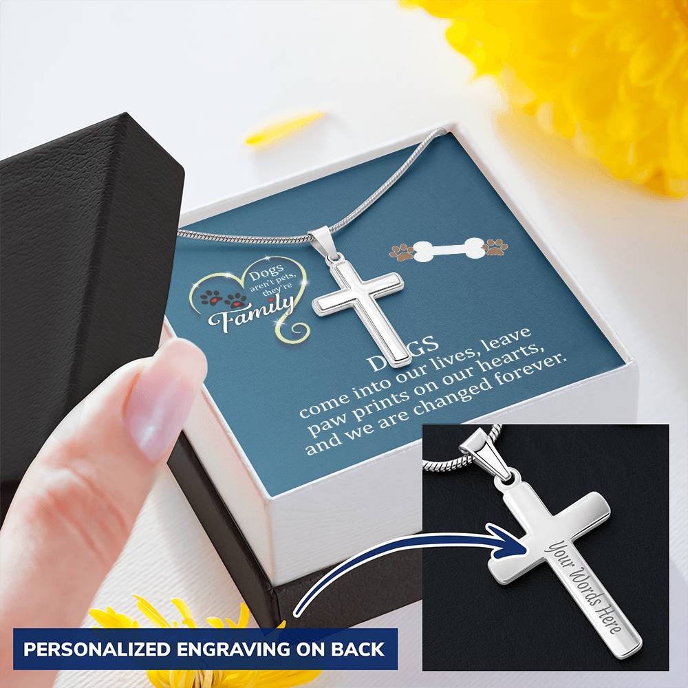 Awesome Pitbull Lover Gift Customize Engraved Cross Necklace