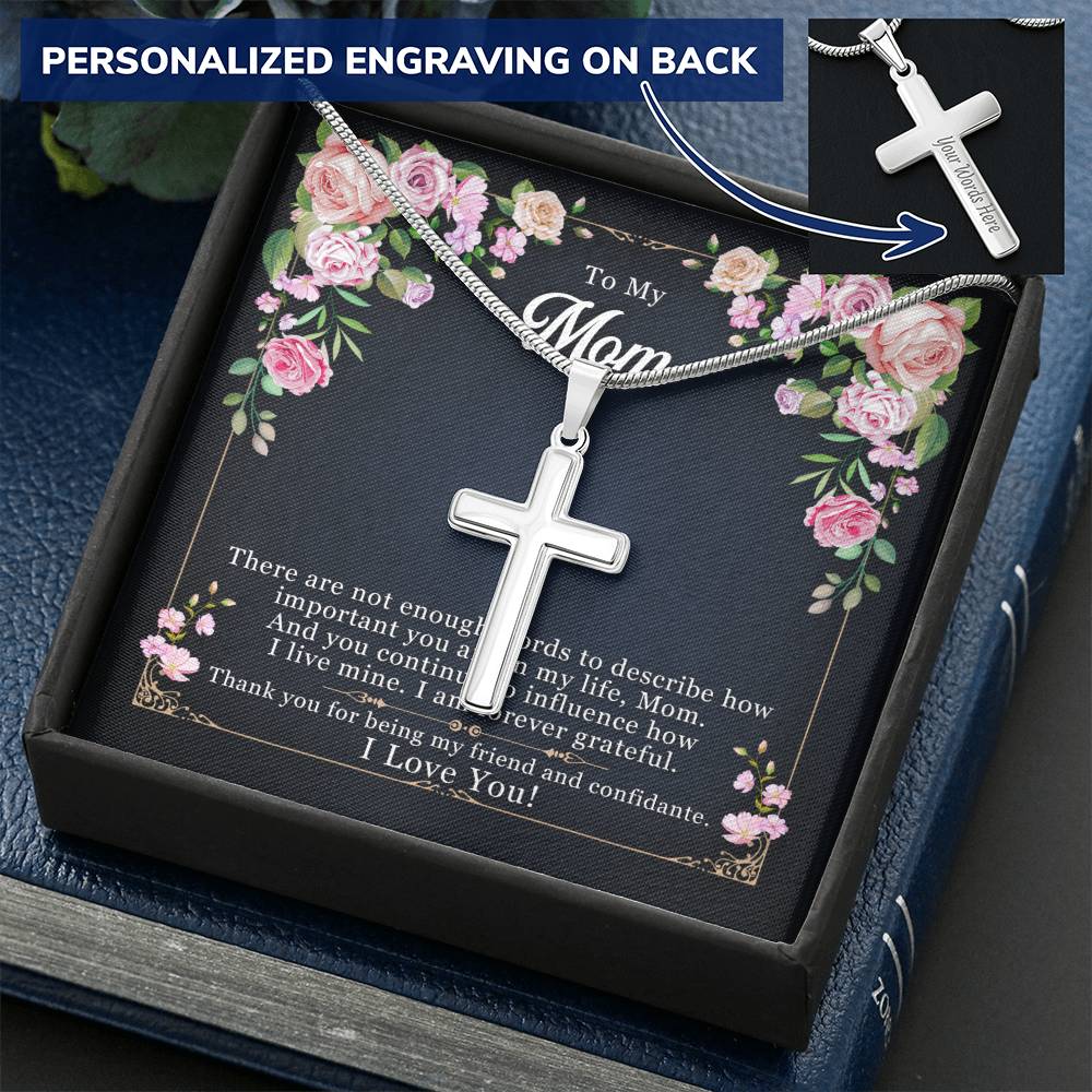 Cross Necklace Gift To My Mom Cross Gift For Mombirthday Gift Gift From Sonnecklace Gift Gods Gift God Bless You Customize Engraved Cross Necklace