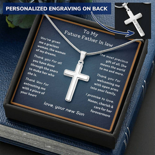 Future Father In Law From Groom - Gracious Woman Customize Engraved Cross Necklace