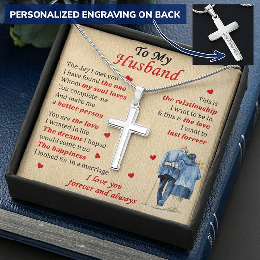 For Husband - Last Forever - Cross 1 Customize Engraved Cross Necklace