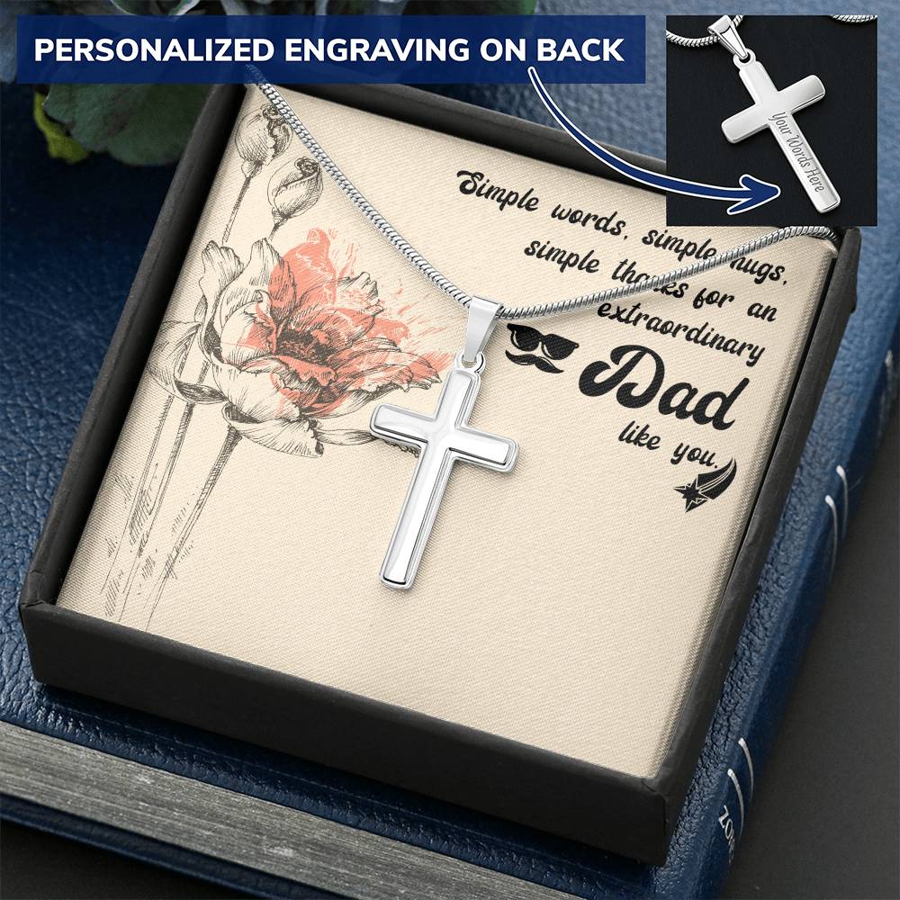 Gift For Dad  Customize Cross Necklace  Father Daughter  To My Dad 1 Customize Engraved Cross Necklace