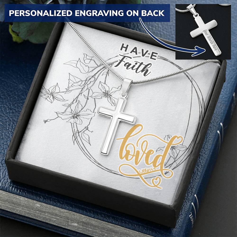 Dad To Son Gifts - Loved Customize Engraved Cross Necklace