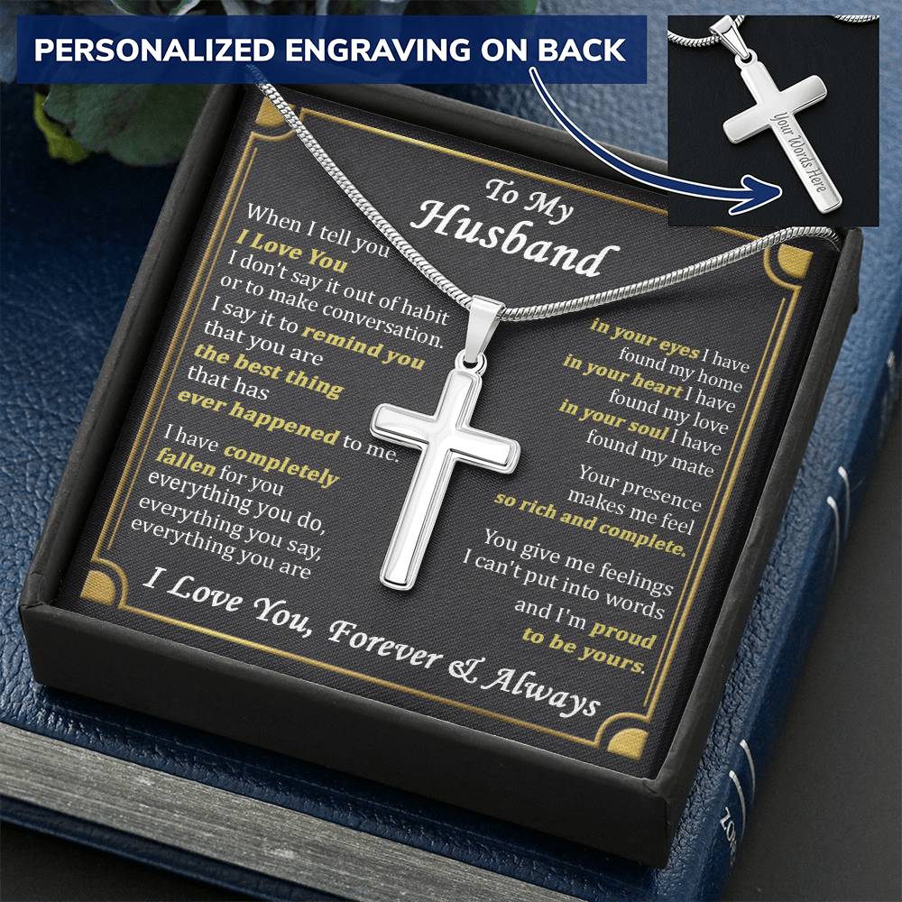 For Husband - Everything You Do - Cross Customize Engraved Cross Necklace