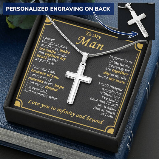 For Your Man - The Future - Cross Customize Engraved Cross Necklace