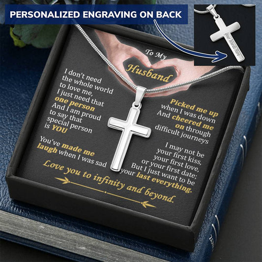 For Husband - When I Was Sad - Cross Customize Engraved Cross Necklace