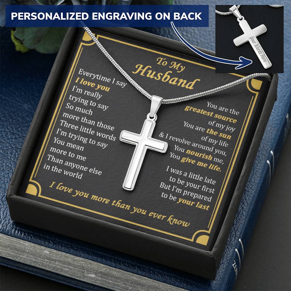 For Husband - The Sun Of My Life - Cross Customize Engraved Cross Necklace