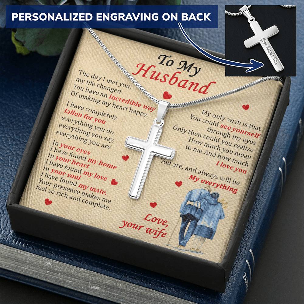 For Husband - My Only Wish - Cross Customize Engraved Cross Necklace