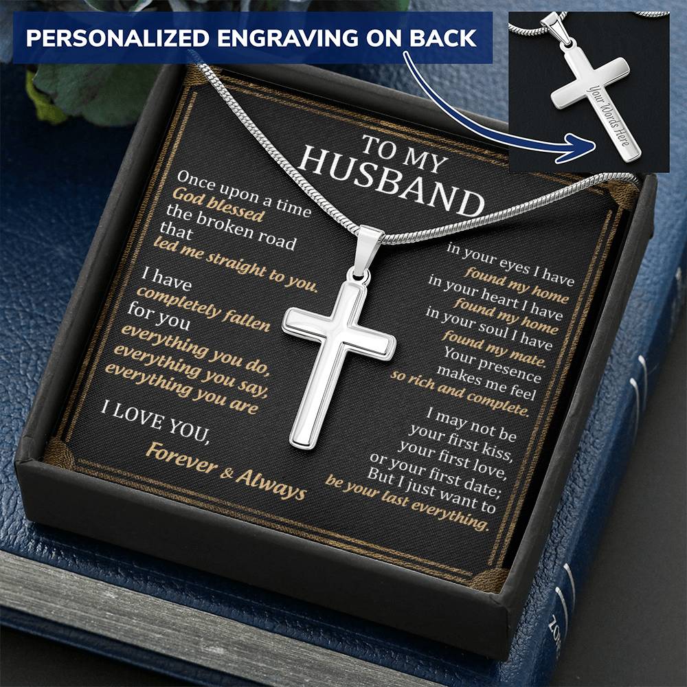 For Husband - The Road That Led Me To You - Cross Customize Engraved Cross Necklace