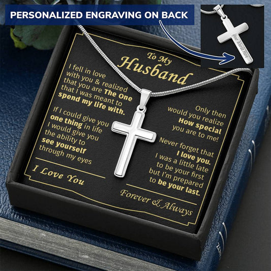 Gift For Husband - Life - Cross 1 Customize Engraved Cross Necklace