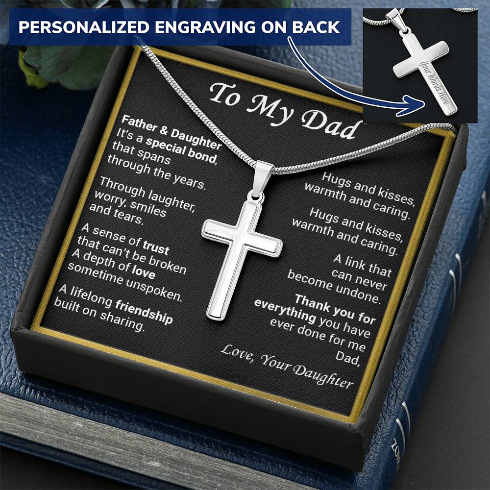 Gift For Dad - Special Bond - Cross Customize Engraved Cross Necklace