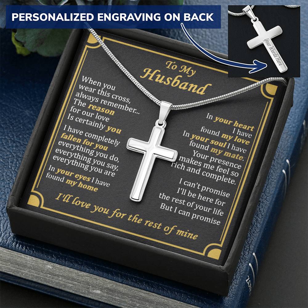 For Husband - The Reason For Our Love - Cross Customize Engraved Cross Necklace