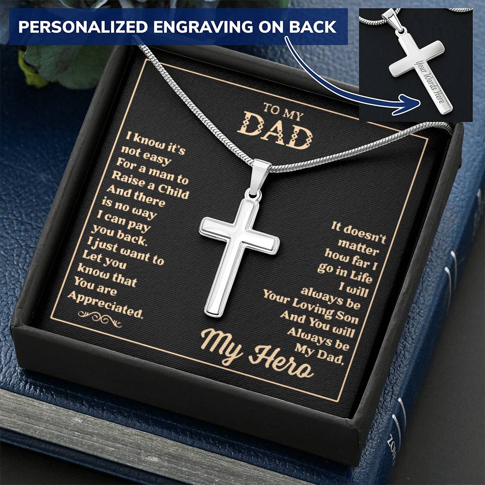 Gift For Dad - Cross Necklace 2 Customize Engraved Cross Necklace