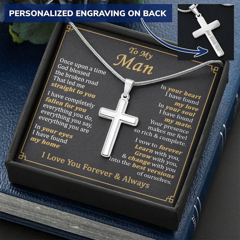 For Your Man - Best Versions - Cross Customize Engraved Cross Necklace