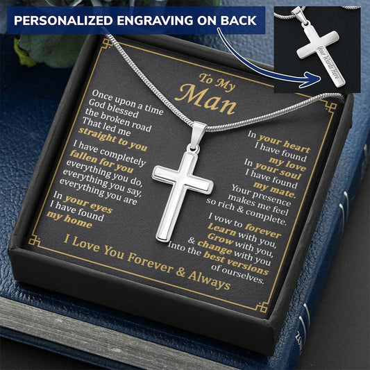 For Your Man - Best Versions - Cross Customize Engraved Cross Necklace