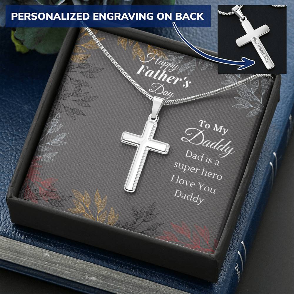 Cross Necklace For Father Cross Necklace For Dad Dad Gift From Daughter Gift For Dad  Father Gift From Daughter Customize Engraved Cross Necklace