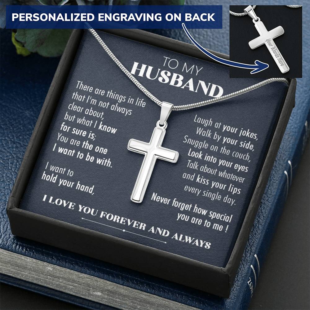 For Husband - Your Jokes 1 - Cross Customize Engraved Cross Necklace