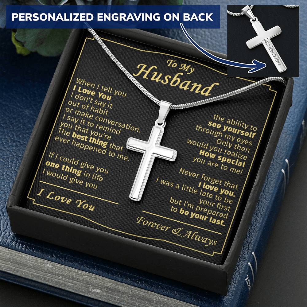 Gift For Husband - Special To Me - Cross Customize Engraved Cross Necklace