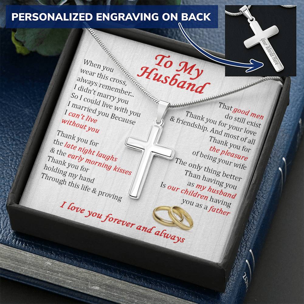 For Husband - Early Morning Kisses - Cross Customize Engraved Cross Necklace