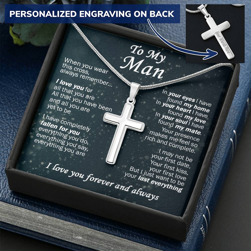 For Your Man - Yet To Be - Cross Customize Engraved Cross Necklace