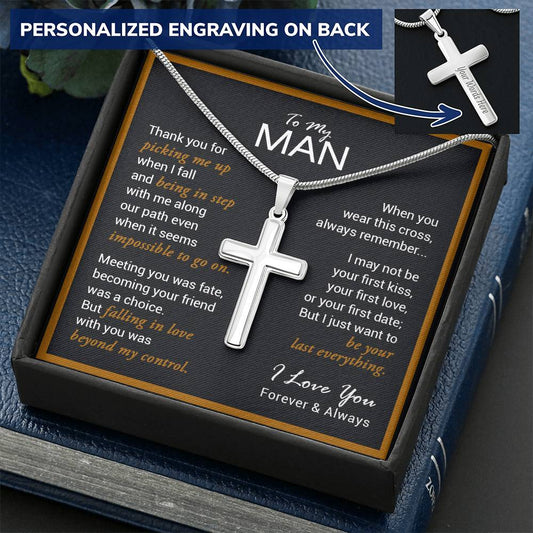 For Your Man - Last Everything - Cross Customize Engraved Cross Necklace