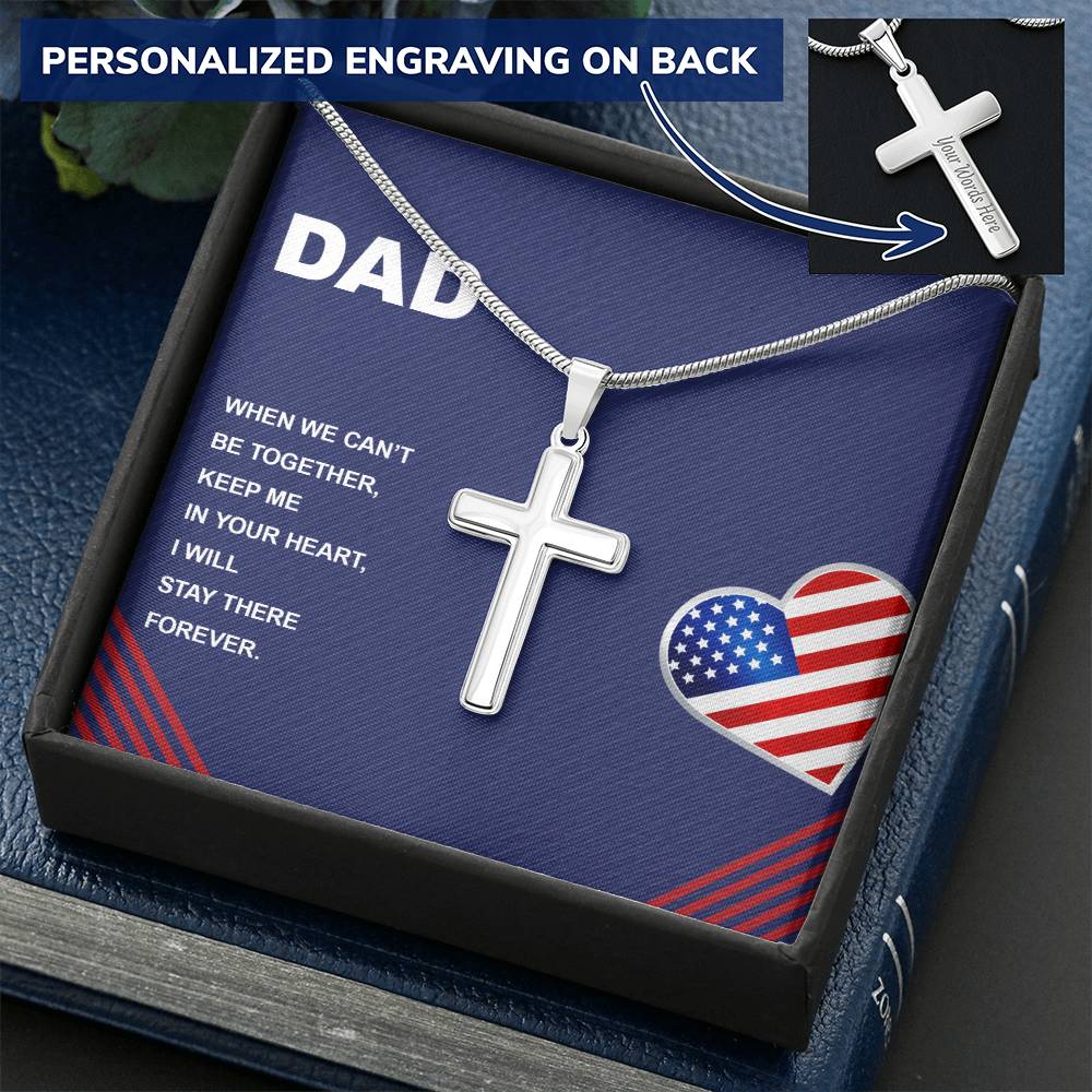 Gift For Dad  Customize Cross Necklace  Father Daughter  To My Dad 4 Customize Engraved Cross Necklace