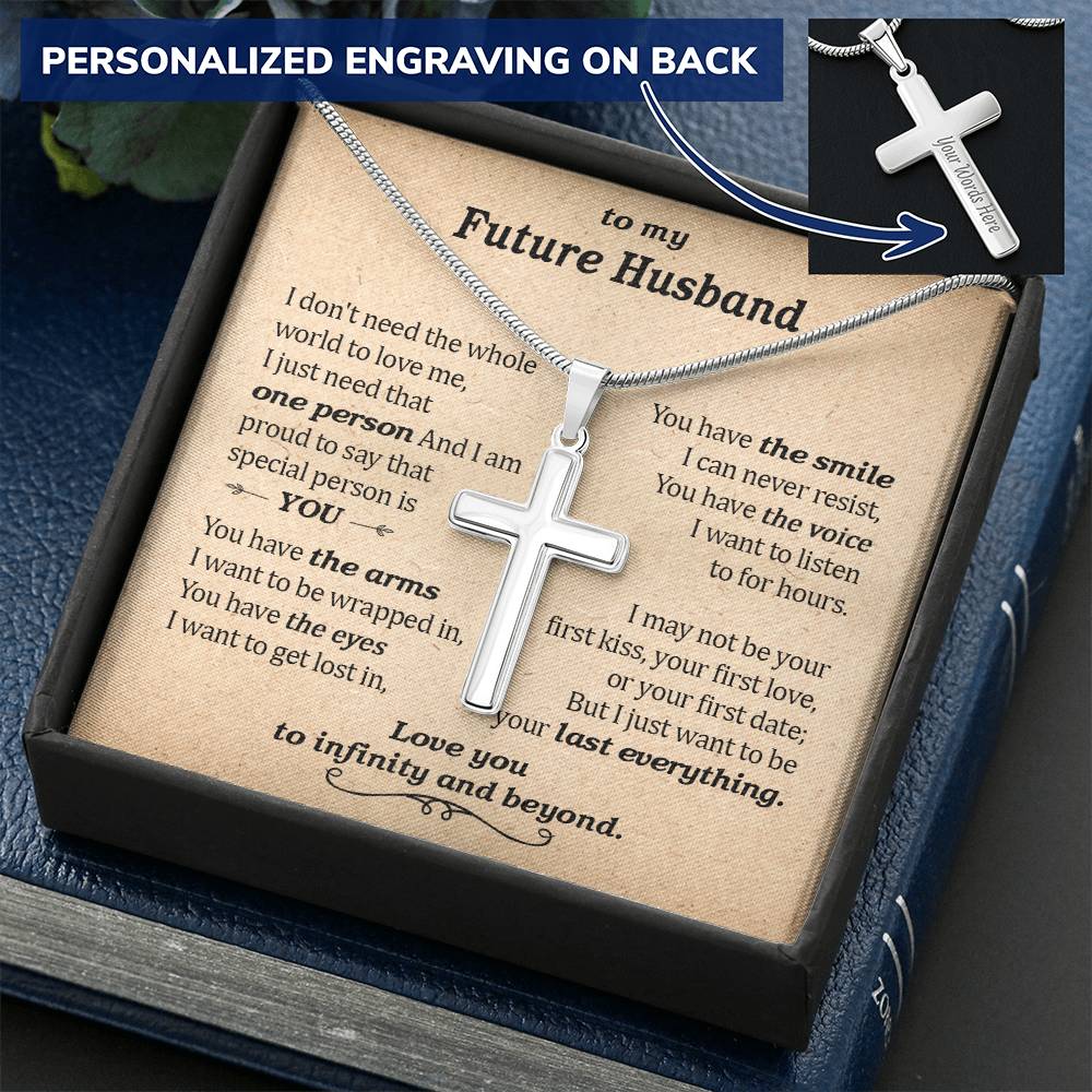 For Future Husband - Special Person - Cross Customize Engraved Cross Necklace