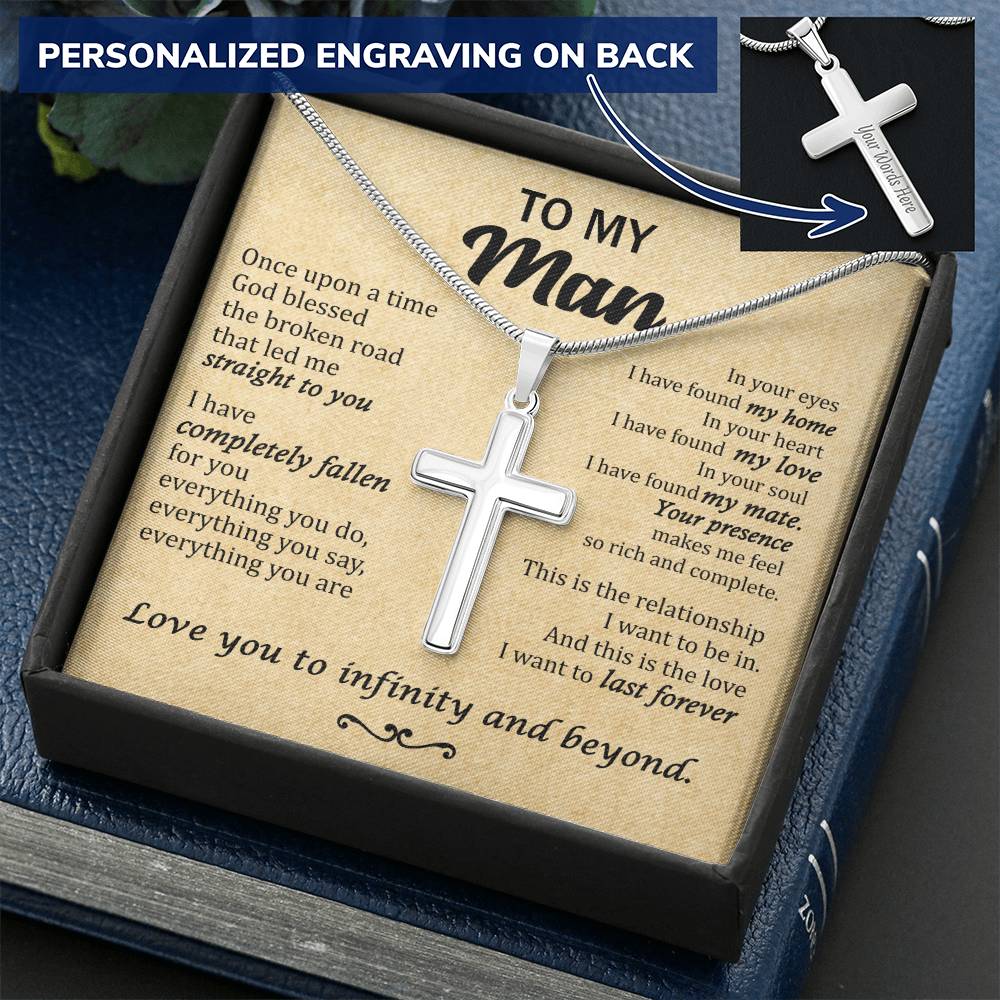 For Your Man - Straight To You - Cross Customize Engraved Cross Necklace