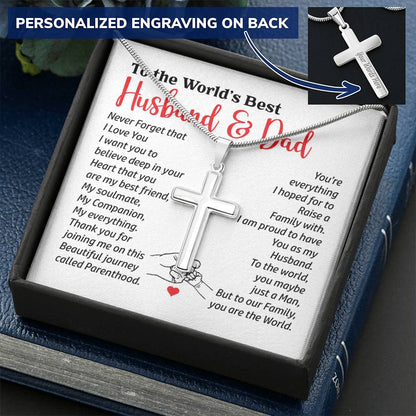Gift For Husband - Cross Necklace 1 Customize Engraved Cross Necklace