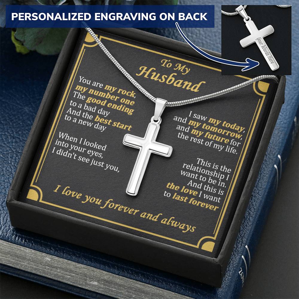 For Husband - My Number One - Cross Customize Engraved Cross Necklace