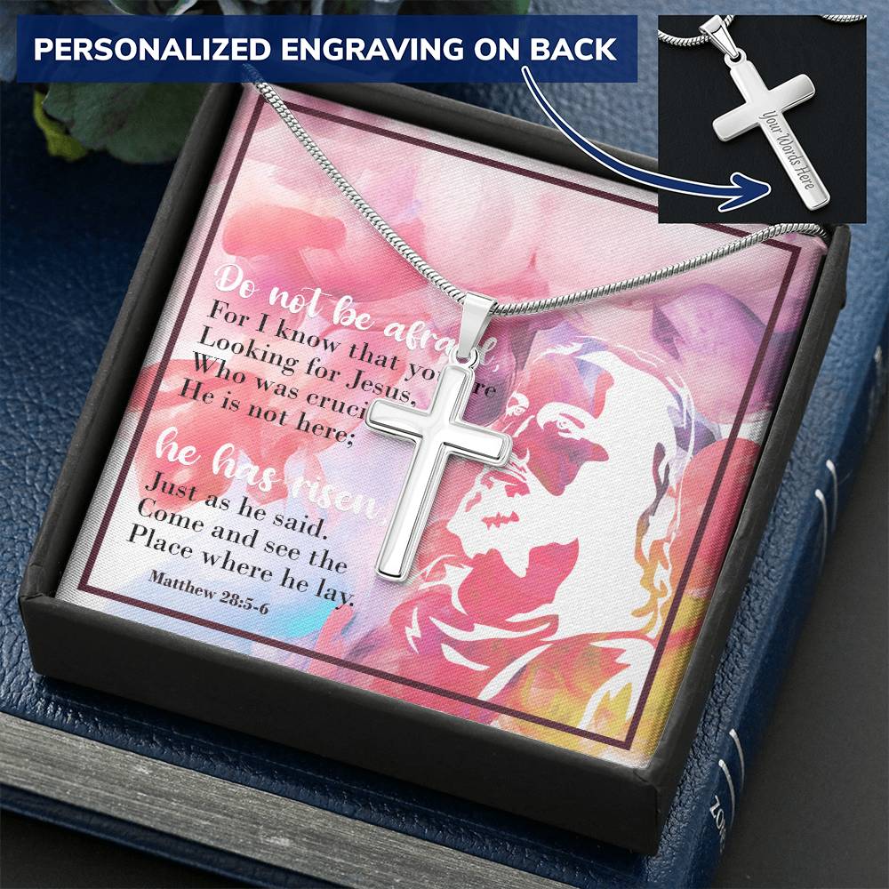 Christian Cross Necklace Personalize Cross Silver Necklace Scripture Verse Customize Engraved Cross Necklace