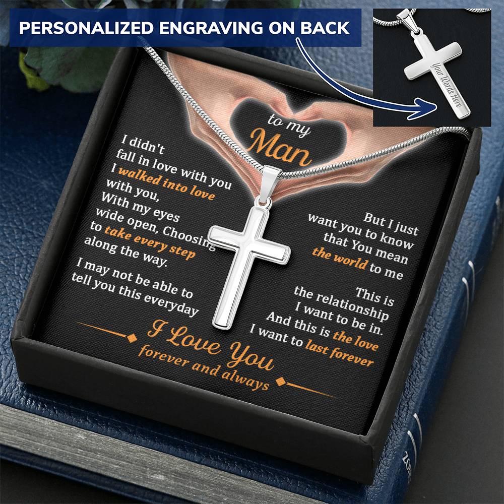 For Your Man - Tell You Everyday - Cross Customize Engraved Cross Necklace