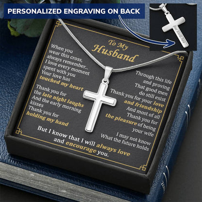 For Husband - Moment With You - Cross Customize Engraved Cross Necklace