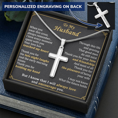 For Husband - Moment With You - Cross Customize Engraved Cross Necklace