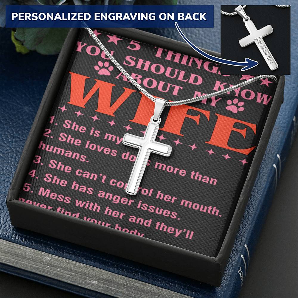 5 Things You Should Know About My Wife Customize Engraved Cross Necklace