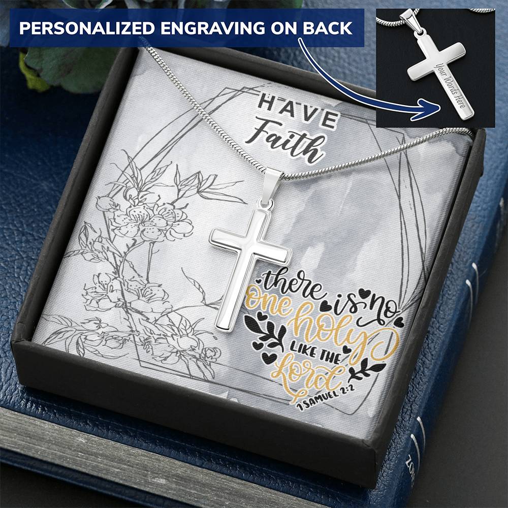 Dad To Son Gifts - There Is No One Holy Like The Lord Customize Engraved Cross Necklace