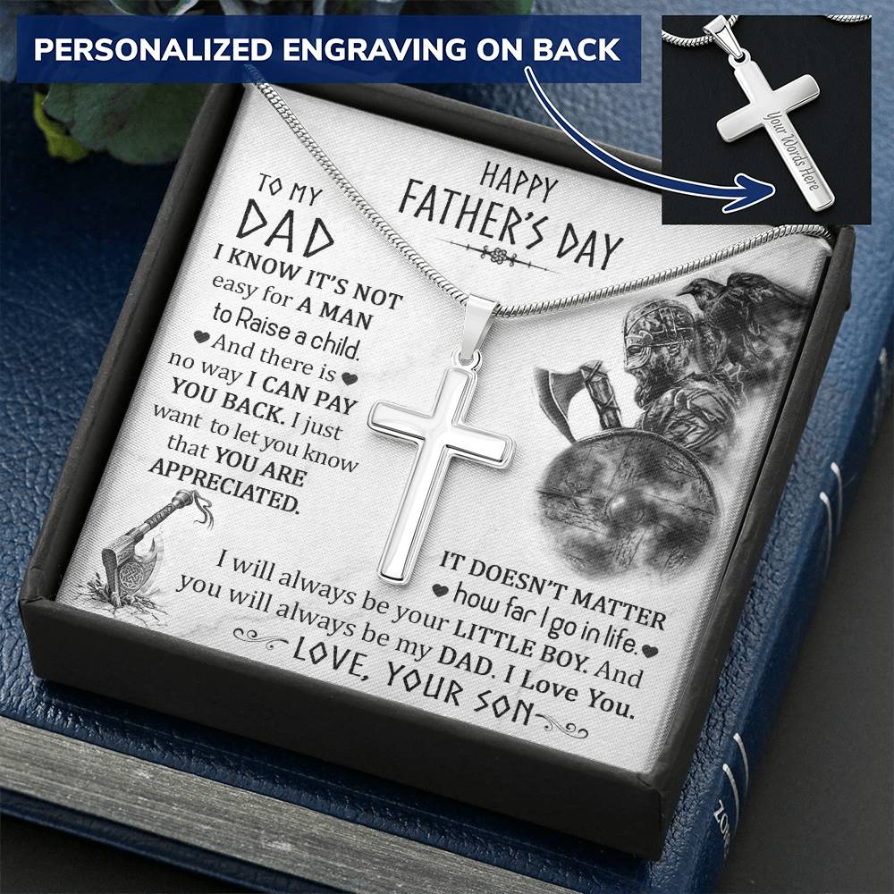 Gift For Dad 3 Customize Engraved Cross Necklace