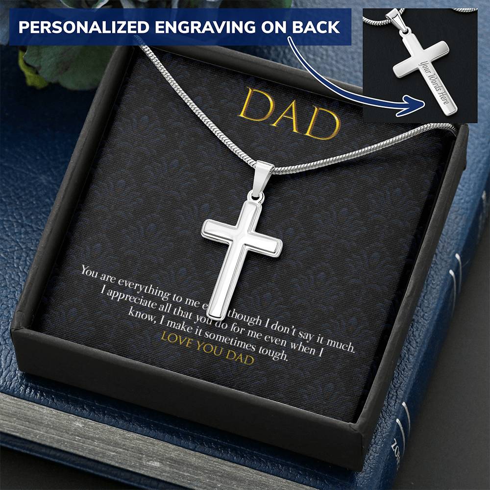 Dad Pendant Customize Engraved Cross Necklace
