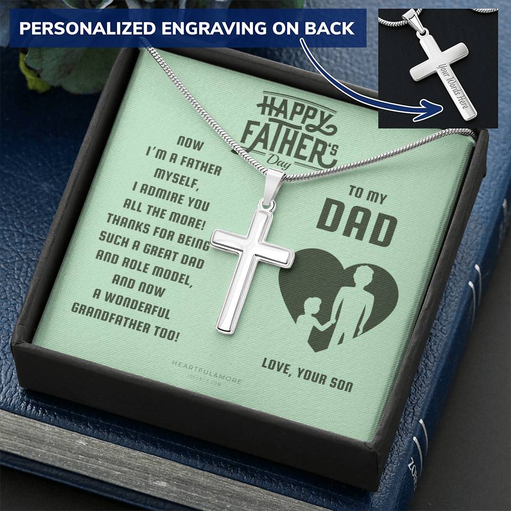 Gift For Dad On Father’S Day From Son Who Is A Father Father To Father Gift Dad Necklace From Son Cross Necklace Customize Engraved Cross Necklace