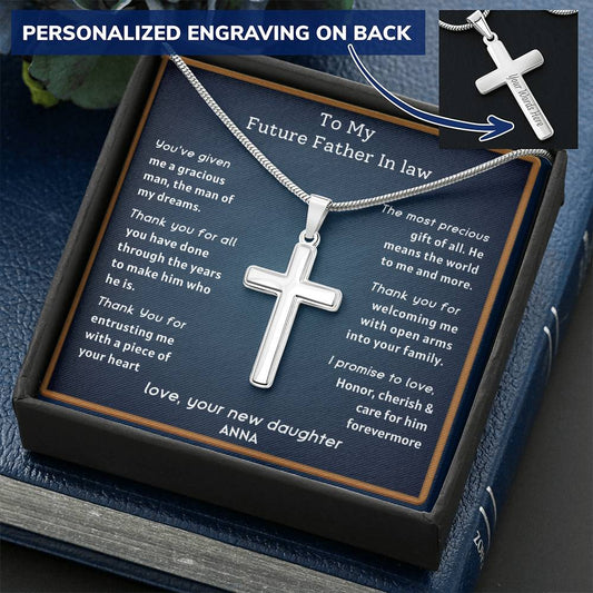 Future Father In Law-Gracious Man Customize Engraved Cross Necklace