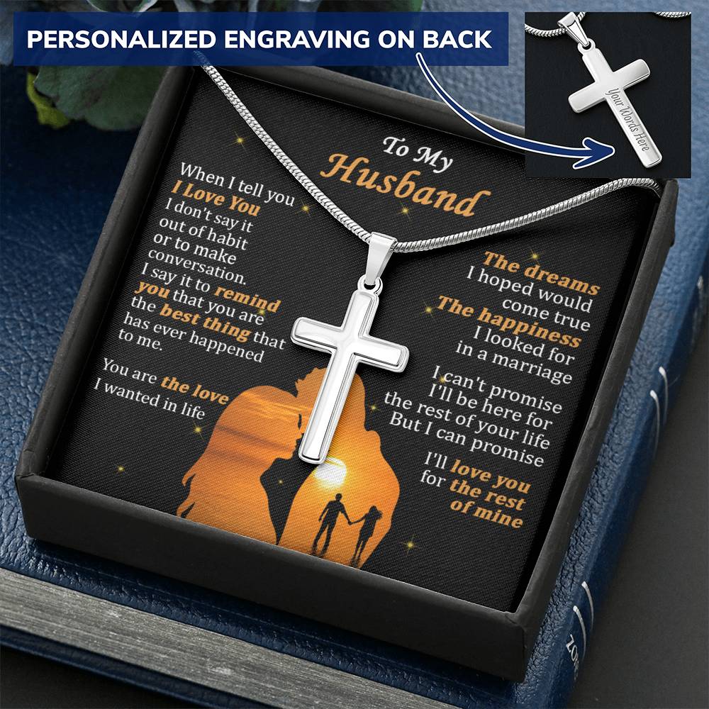 For Husband - The Dreams - Cross Customize Engraved Cross Necklace