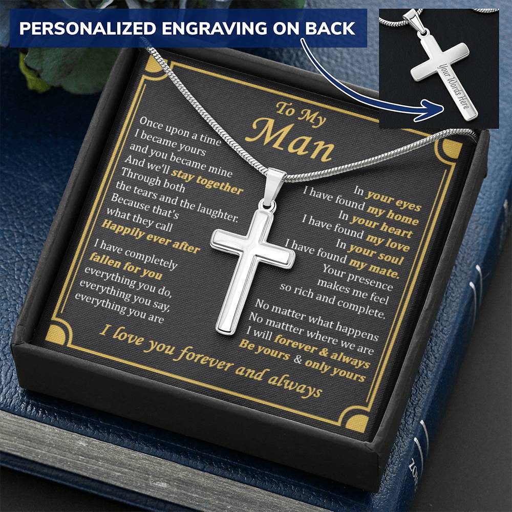 For Your Man - Forever Be Yours - Cross Customize Engraved Cross Necklace