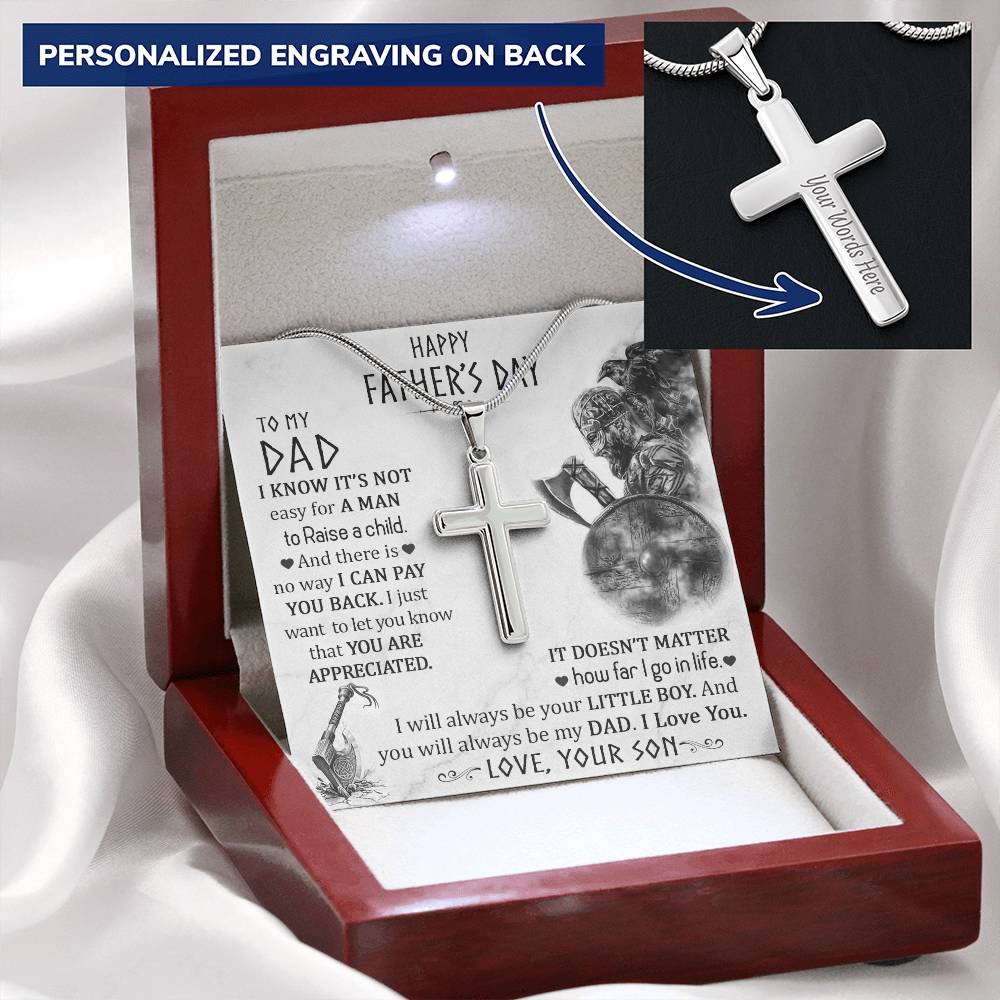 Gift For Dad 3 Customize Engraved Cross Necklace