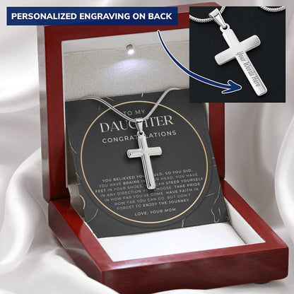 Daughter Graduation Gift Necklace For Her College Graduation Gift For Her High School Senior Graduation Class Of 2021 Customize Engraved Cross Necklace